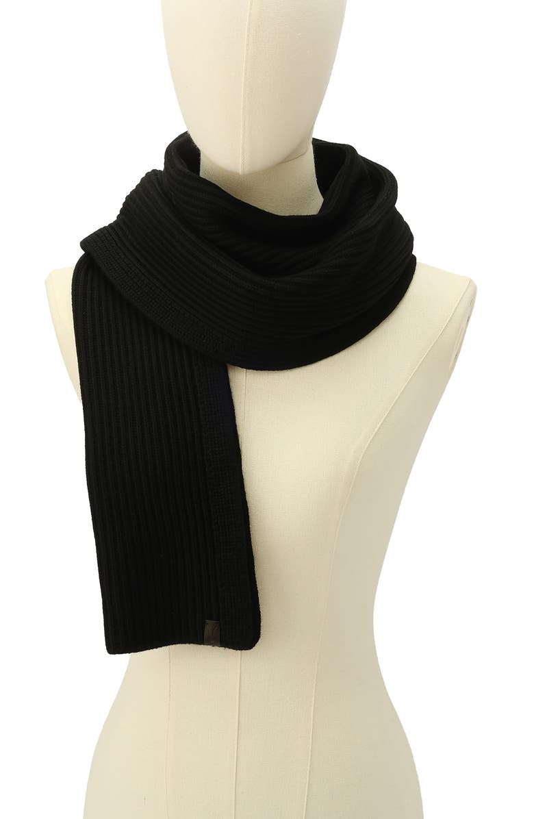 AllSaints Merino Wool Rib Scarf, Alternate, color, Black