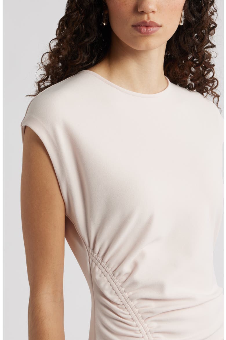 Side Ruched Knit Midi Dress, Alternate, color, PINK WISP