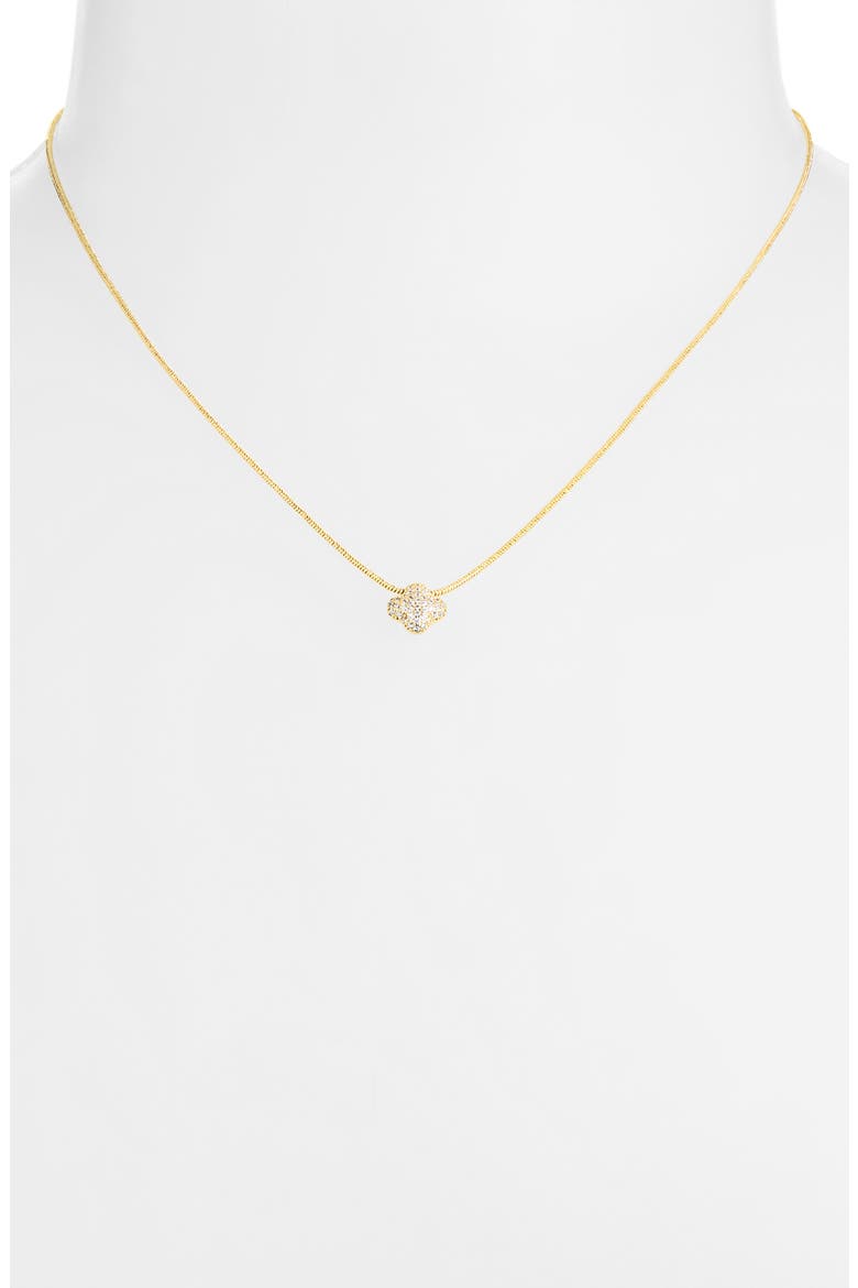 Pavé Bubble Clover Pendant Necklace, Alternate, color, GOLD