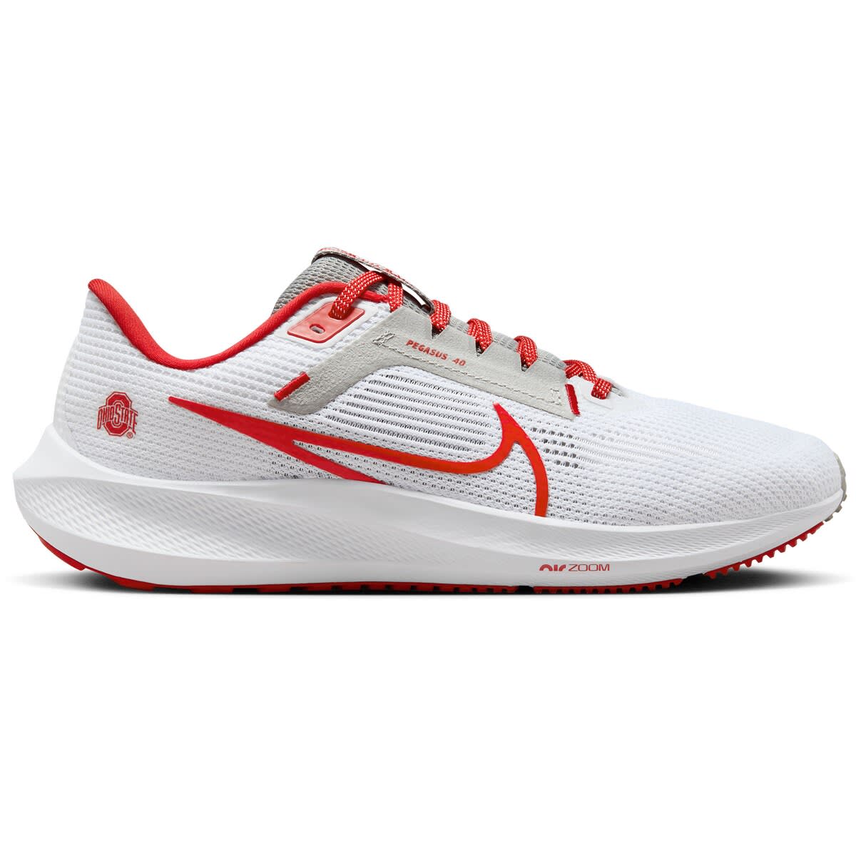 Nike Unisex Nike  White Ohio State Buckeyes Zoom Pegasus 40 Running Shoe, Alternate, color, 