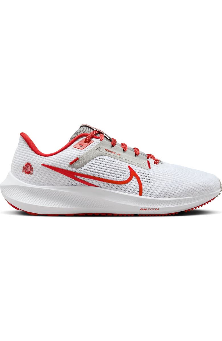Nike Unisex Nike White Ohio State Buckeyes Zoom Pegasus 40 Running Shoe, Alternate, color,