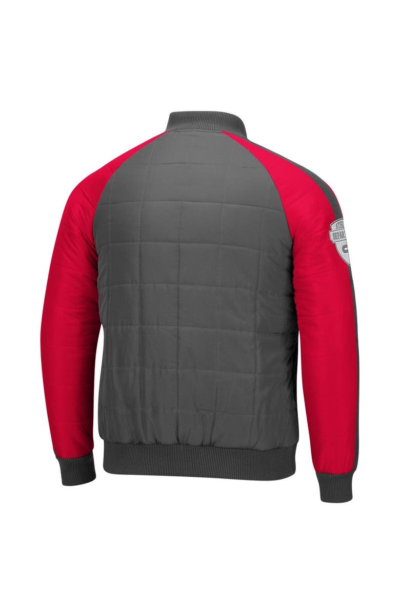 COLOSSEUM Men's Colosseum Charcoal/Scarlet Nebraska Huskers 1940s Bomber Raglan Full-Snap Jacket, Alternate, color, 