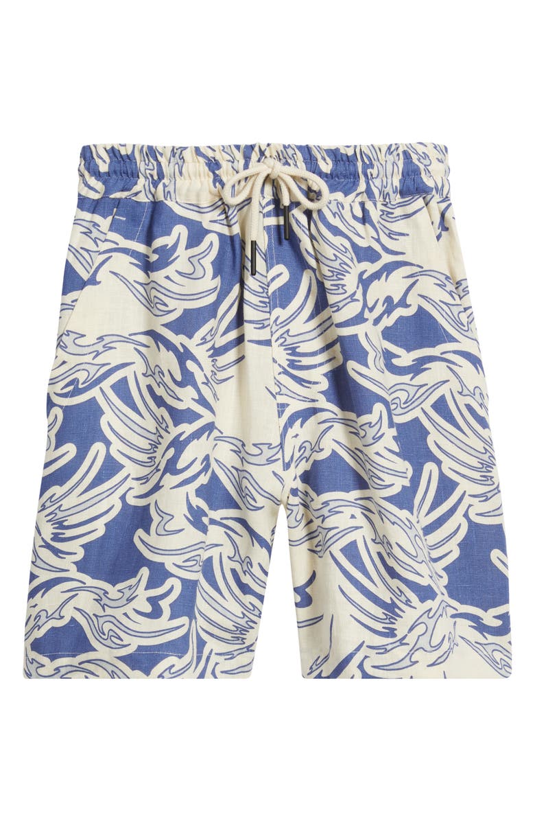 OAS Rogue Porto Linen Drawstring Shorts, Alternate, color, Blue