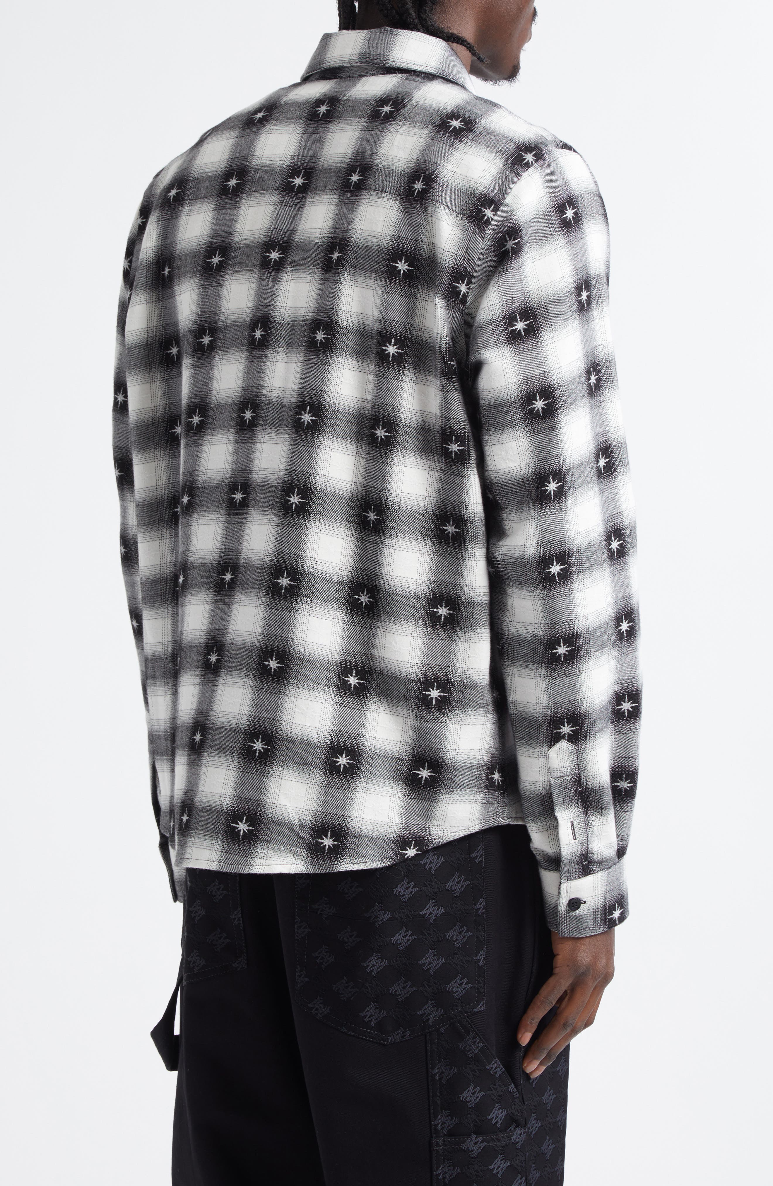 AMIRI Starburst Plaid Cotton Flannel Button-Up Shirt (Men) | Nordstrom