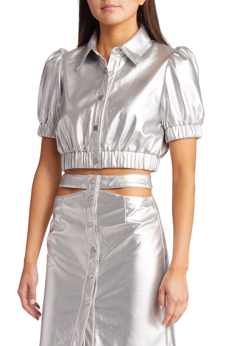 Amy Lynn Faux Leather Crop Top, Main, color,