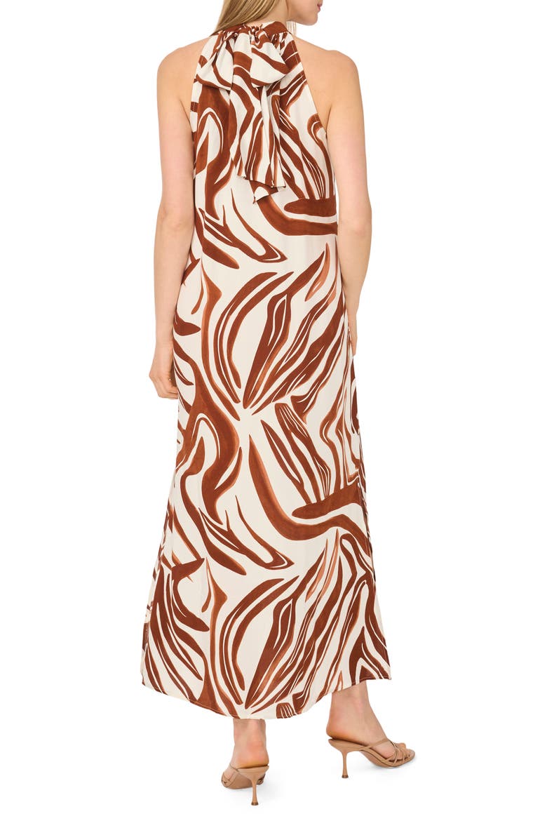 Halter Tie Back Maxi Dress, Alternate, color, CHOCOLATE