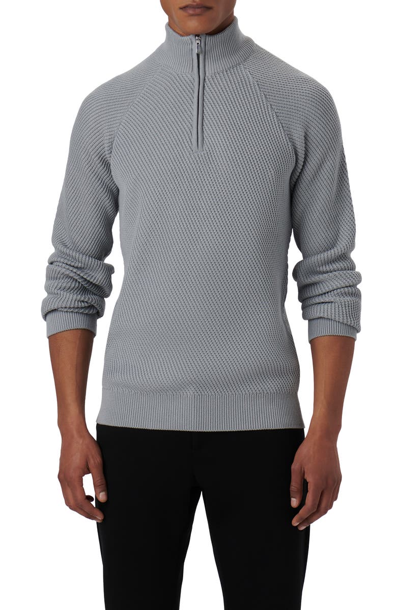 Bugatchi Diagonal Stitch Quarter Zip Sweater, Main, color, 