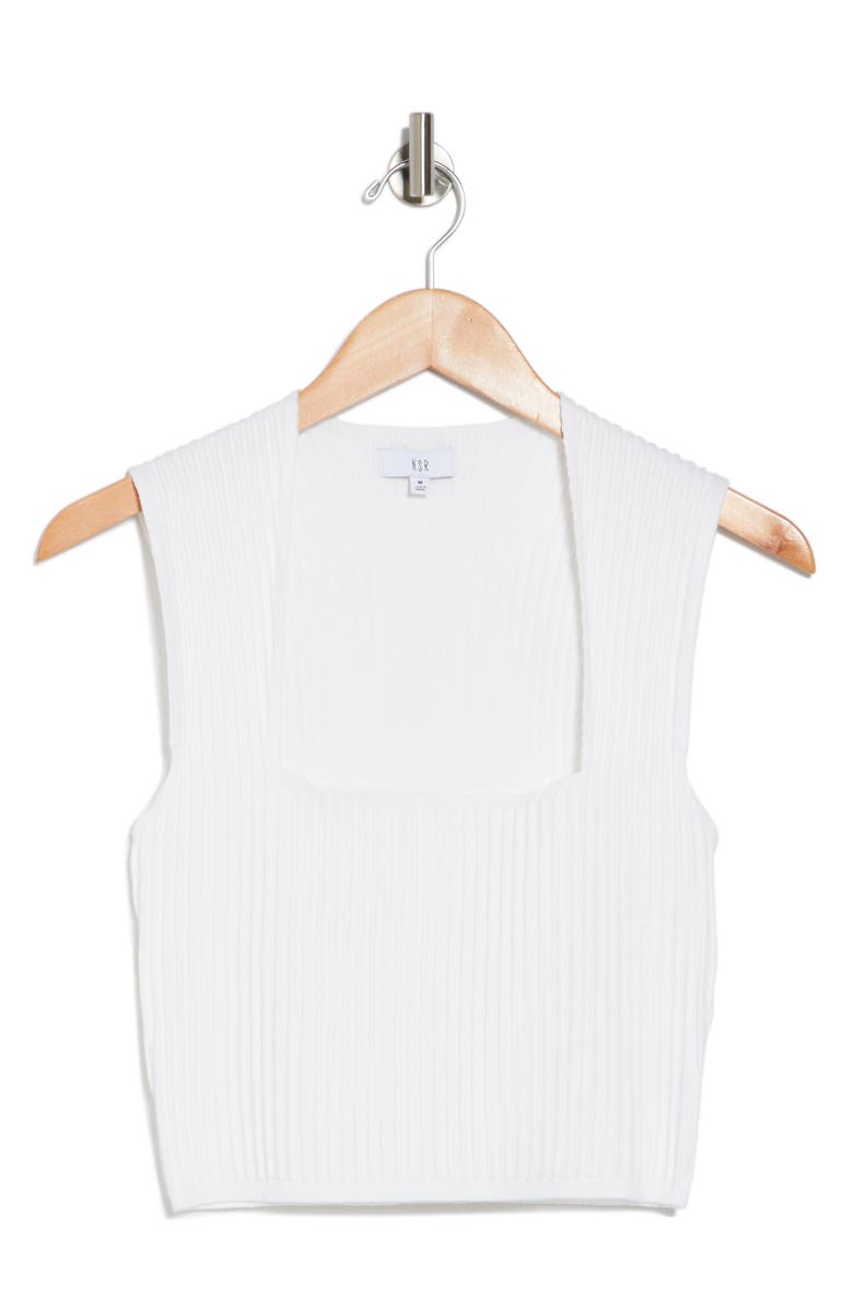 NSR Square Neck Sleeveless Knit Top, Alternate, color, White
