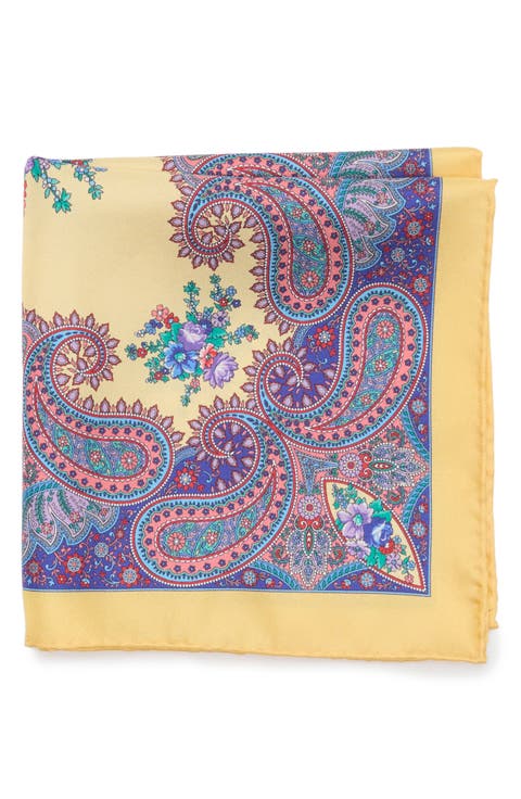 Paisley Floral Silk Pocket Square