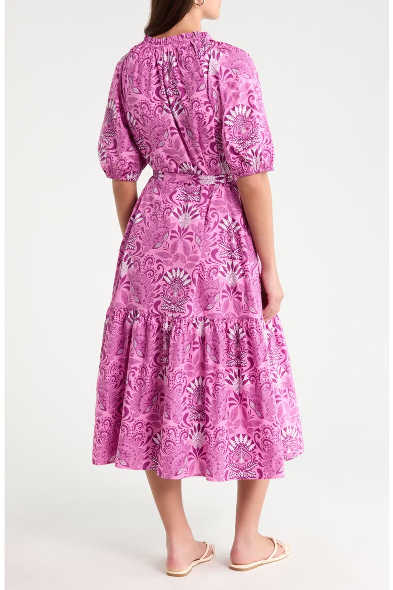 Wynette Belted Tiered Midi Dress, Alternate, color, PURPLE-PINK