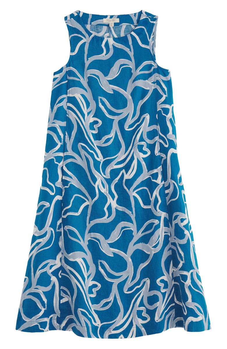 Seasalt Cornwall Cresting Waves Sleeveless Linen A-Line Dress, Alternate, color, Spring Roots Sailboats