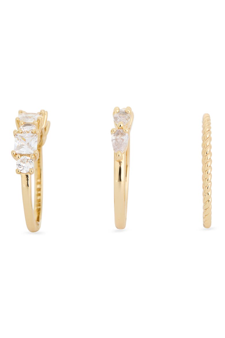 Set of 3 Cubic Zirconia Stackable Band Rings, Alternate, color, CLEAR- GOLD