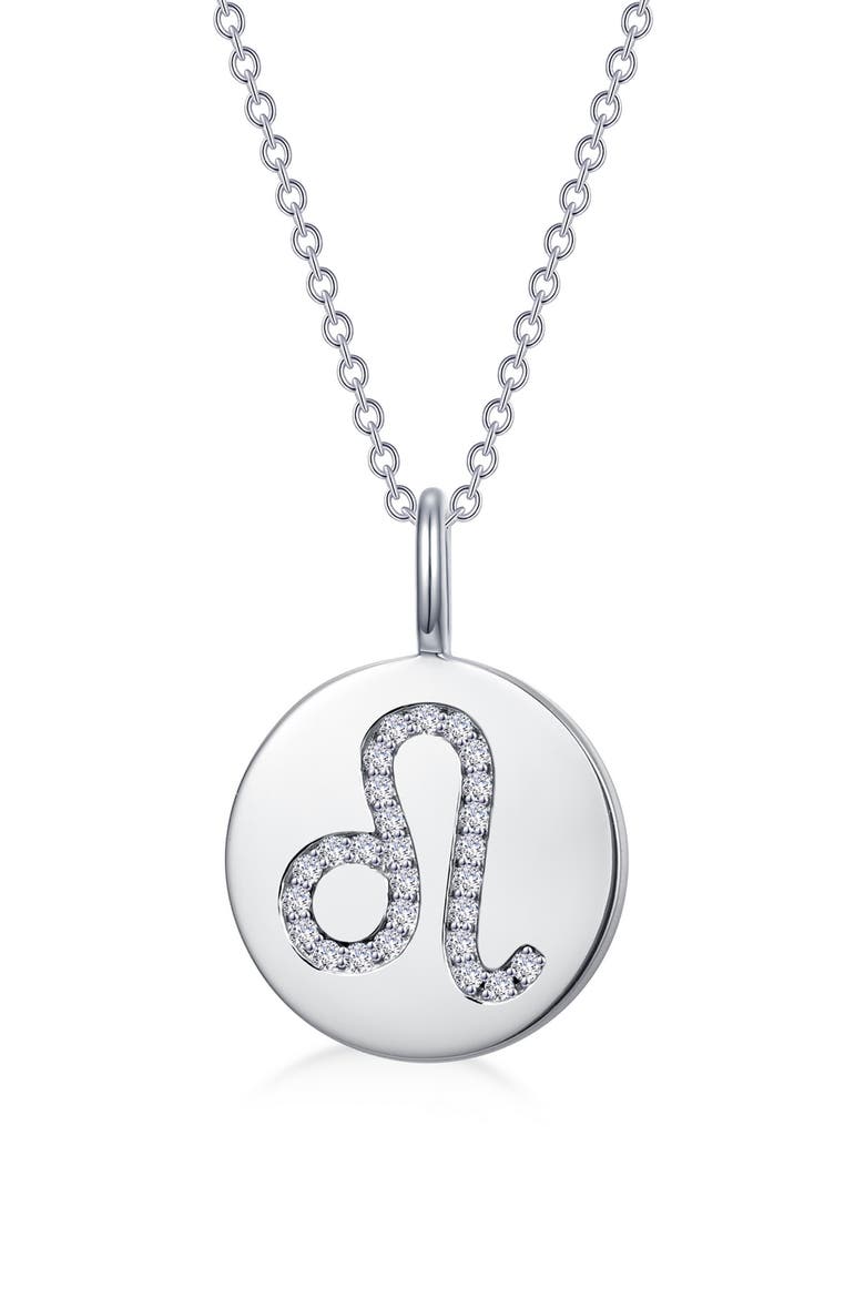 Simulated Diamond Leo Pendant Necklace, Main, color, SILVER