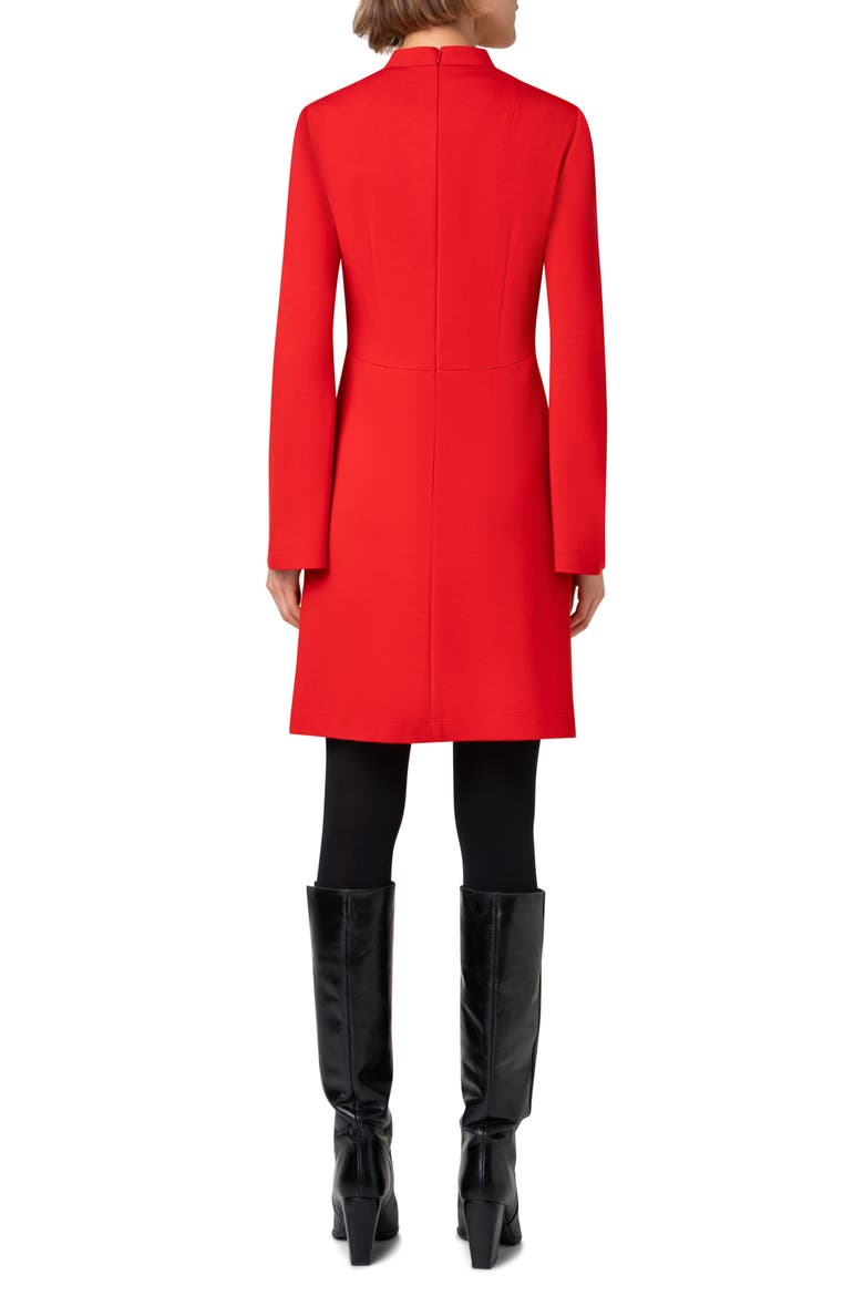 Mock Neck Long Sleeve Signature Jersey A-Line Dress, Alternate, color, LIPSTICK RED