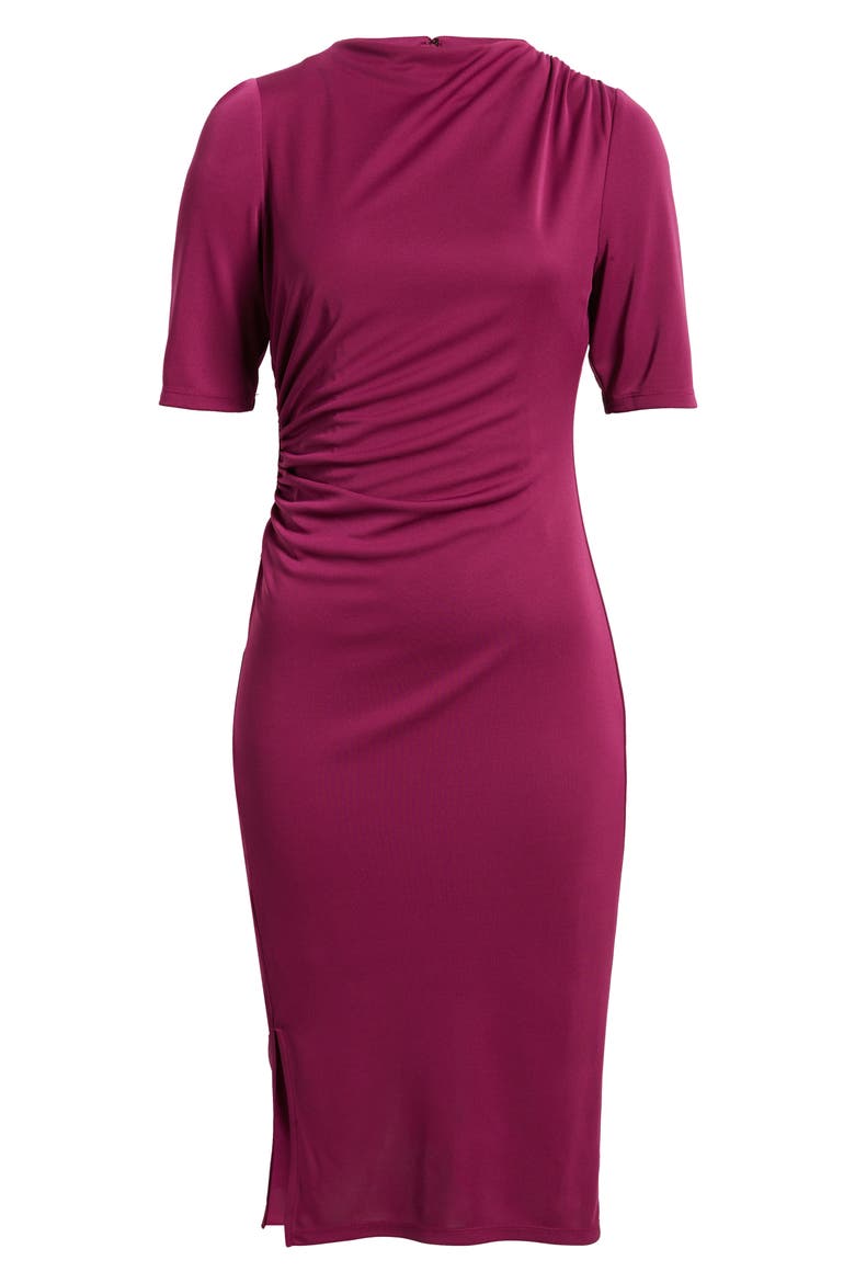 Ruched Body-Con Dress, Alternate, color, MULBERRY WINE