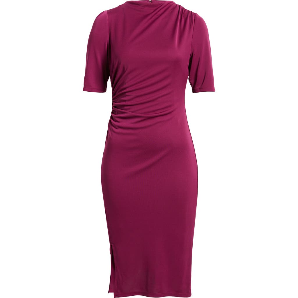 Anne Klein Draped Midi Dress In Brown