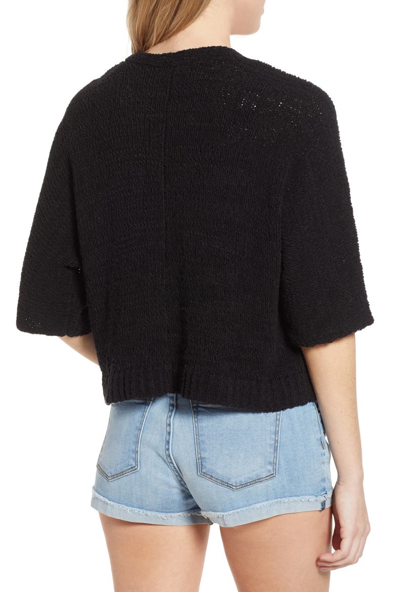 Open Crop Cardigan, Alternate, color, BLACK