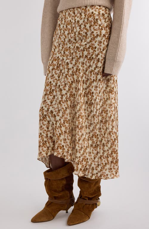 Isabel Marant Lisanne Abstract-print Silk Midi Skirt In Neutral