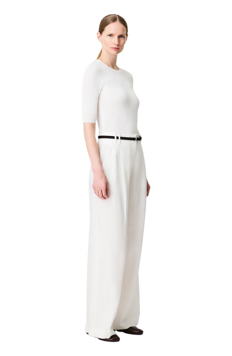 Another Tomorrow Pleated Trouser, Alternate, color, White