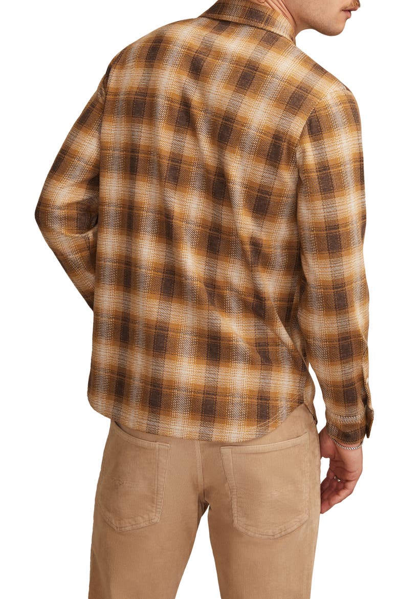 Soft Knit Jersey Plaid Button-Up Shirt, Alternate, color, GOLD MULTI