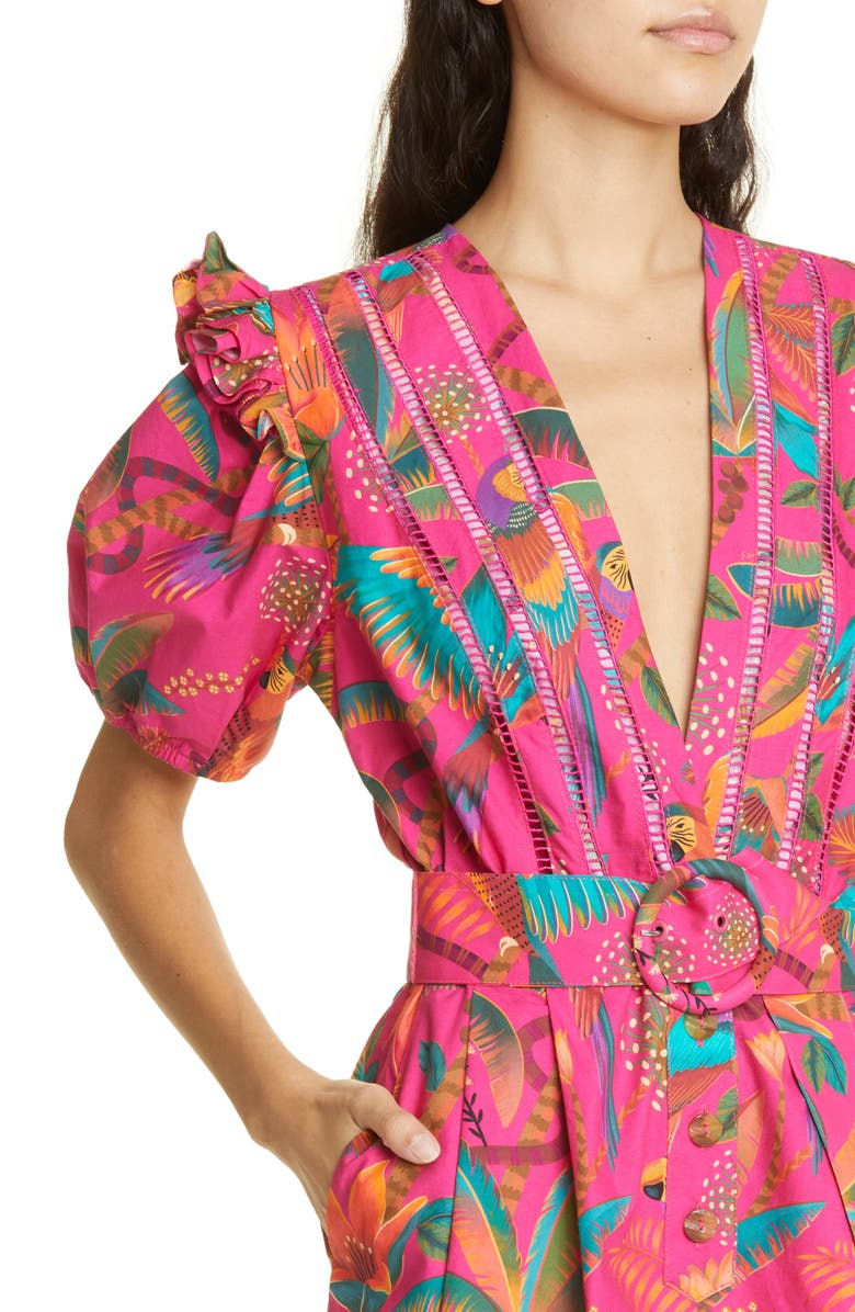 FARM Rio Macaw Party Belted Romper, Alternate, color, 