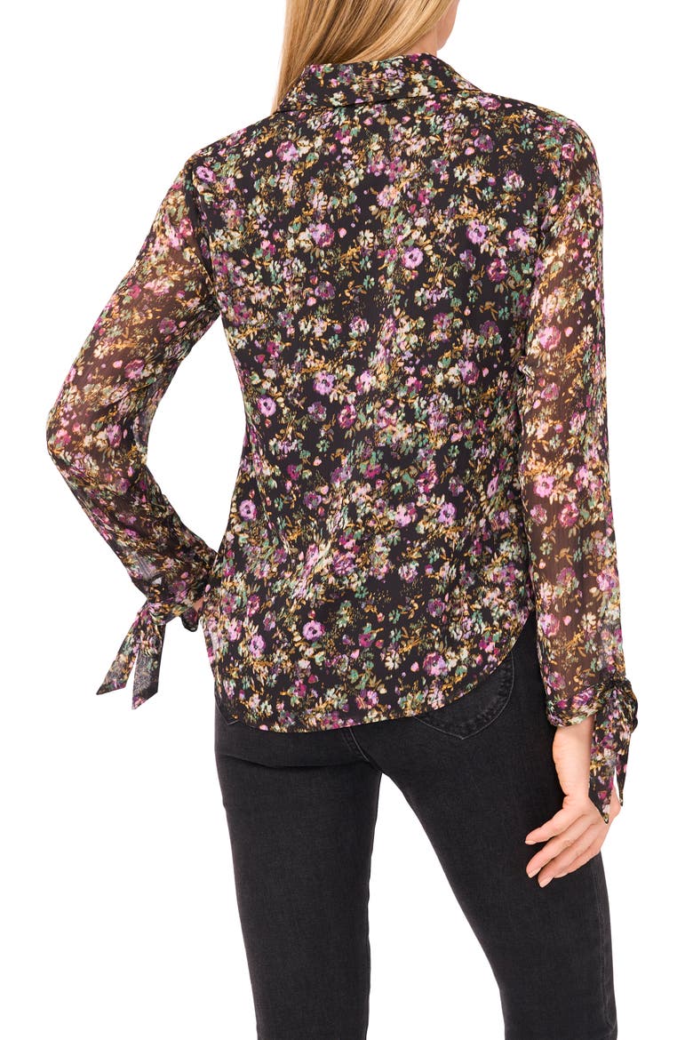 Floral Button-Up Shirt, Alternate, color, RICH BLACK