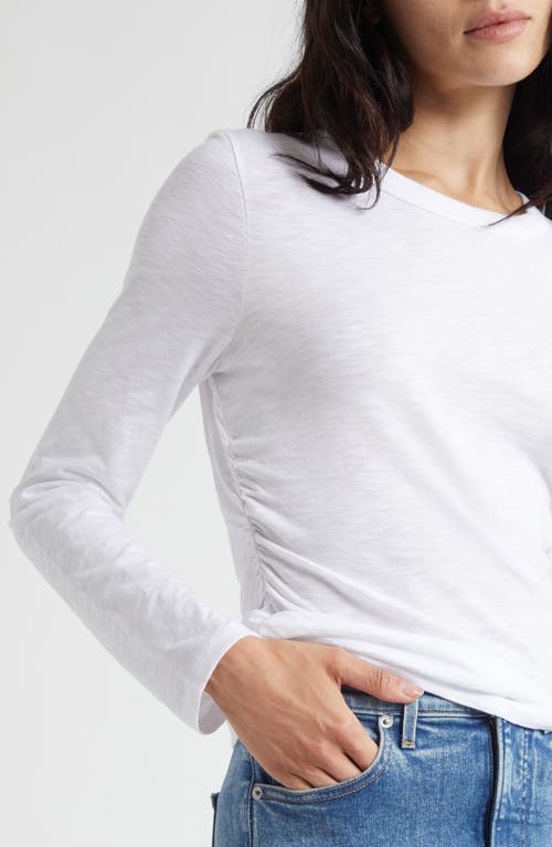 Veronica Beard Mason Gathered Shoulder Baseball Tee In White