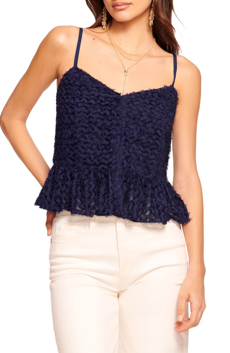Ramy Brook Regina Eyelash Peplum Camisole, Main, color, 