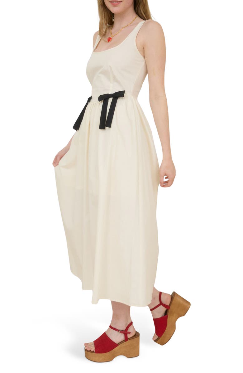 Blu Pepper Bow Detail Midi Sundress, Alternate, color, Cream