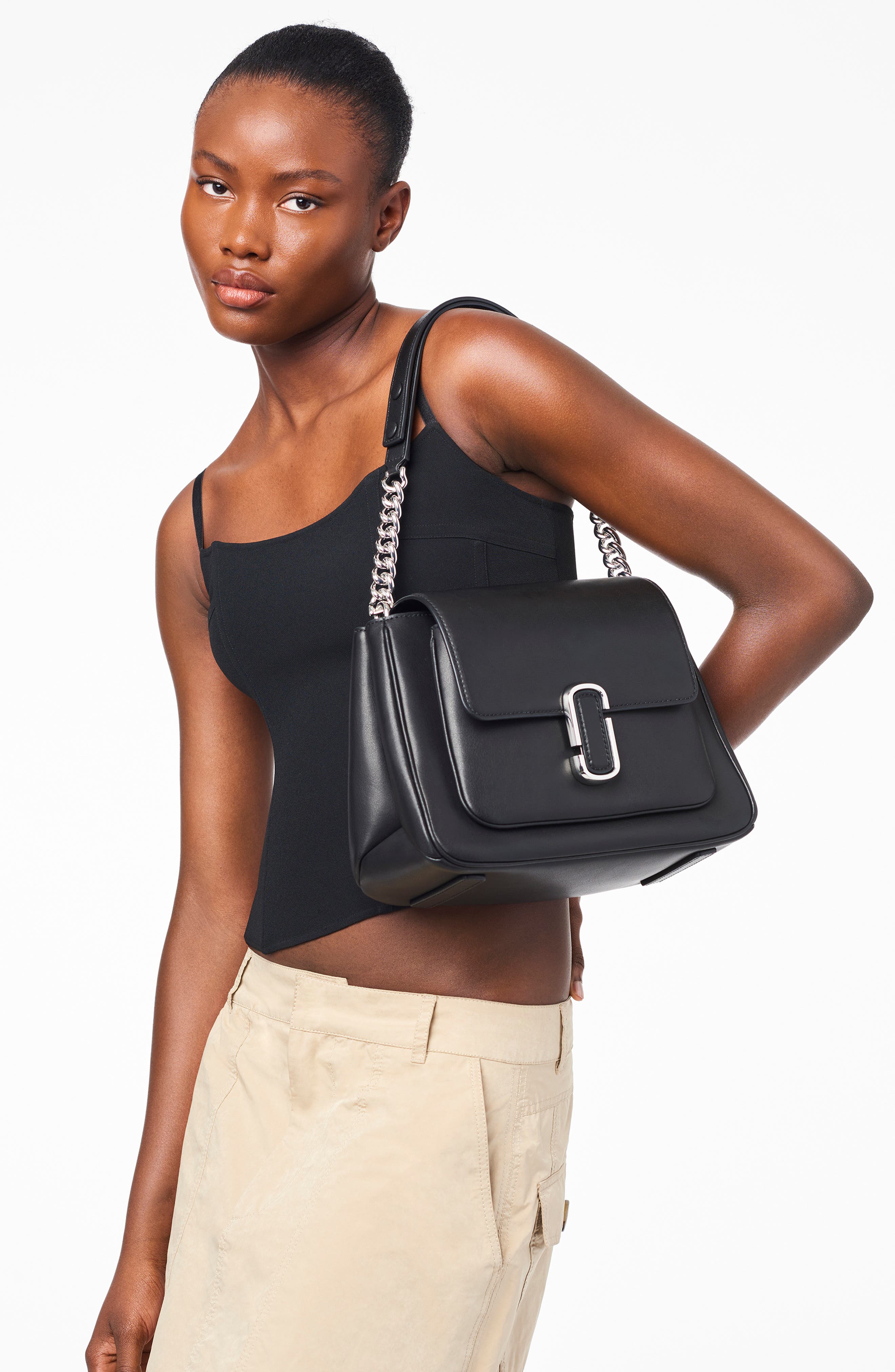 Marc Jacobs The Chain Leather Satchel, Alternate, color, 