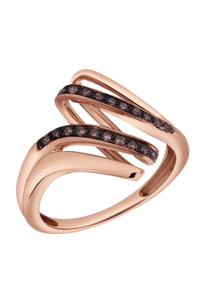 Melrose Sterling Silver 0.13 Ct Diamond Multi-Band Ring, Alternate, color, Pink Rhodium Sterling Silver