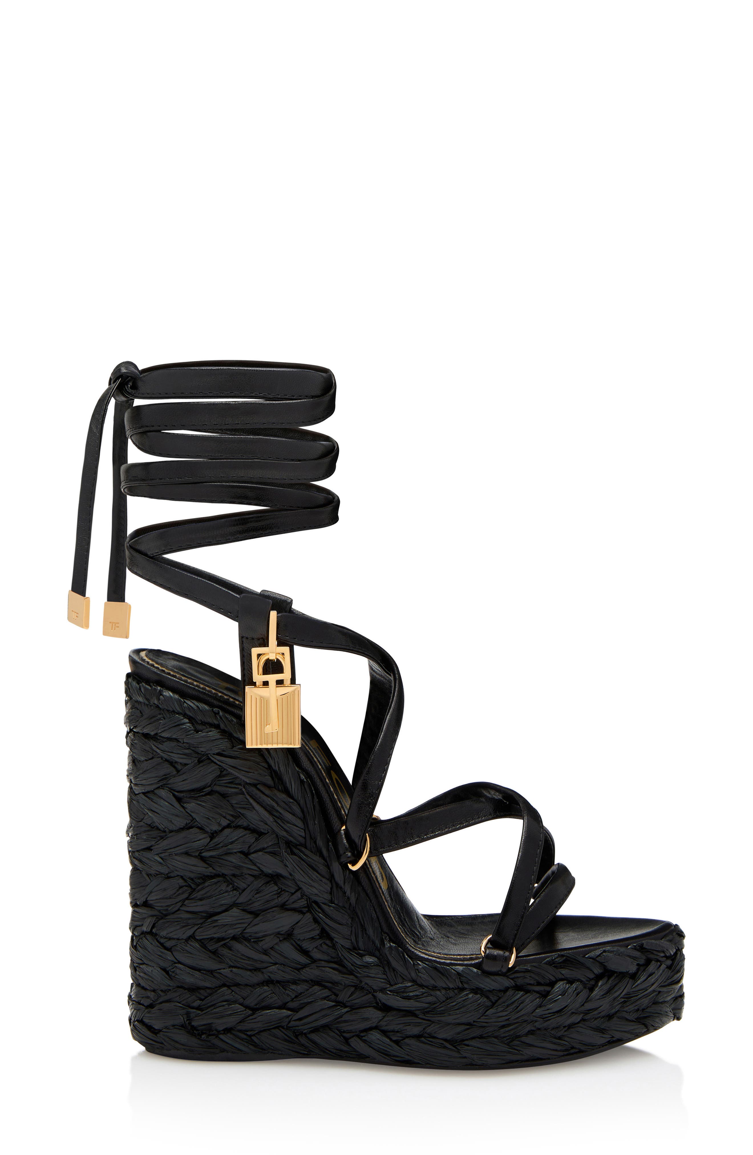 TOM FORD Padlock Espadrille Wedge Sandal, Alternate, color, 