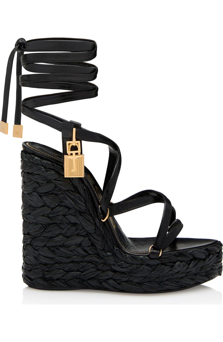 TOM FORD Padlock Espadrille Wedge Sandal, Alternate, color,
