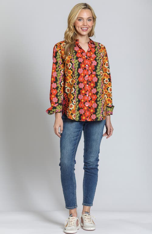 Apny Print Cotton Button-up Shirt In Gold Multi