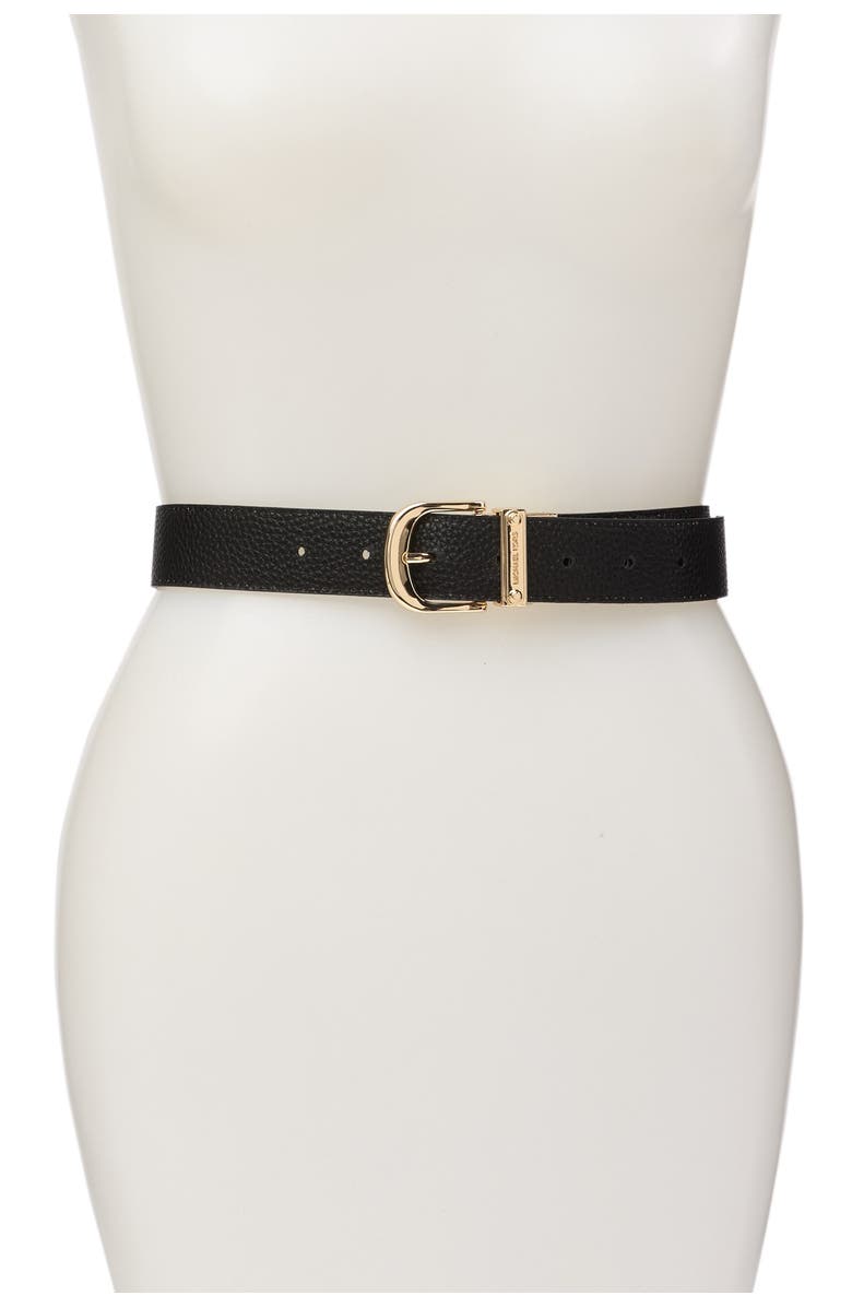 Michael Kors Reversible Leather Belt, Main, color, Black/Black