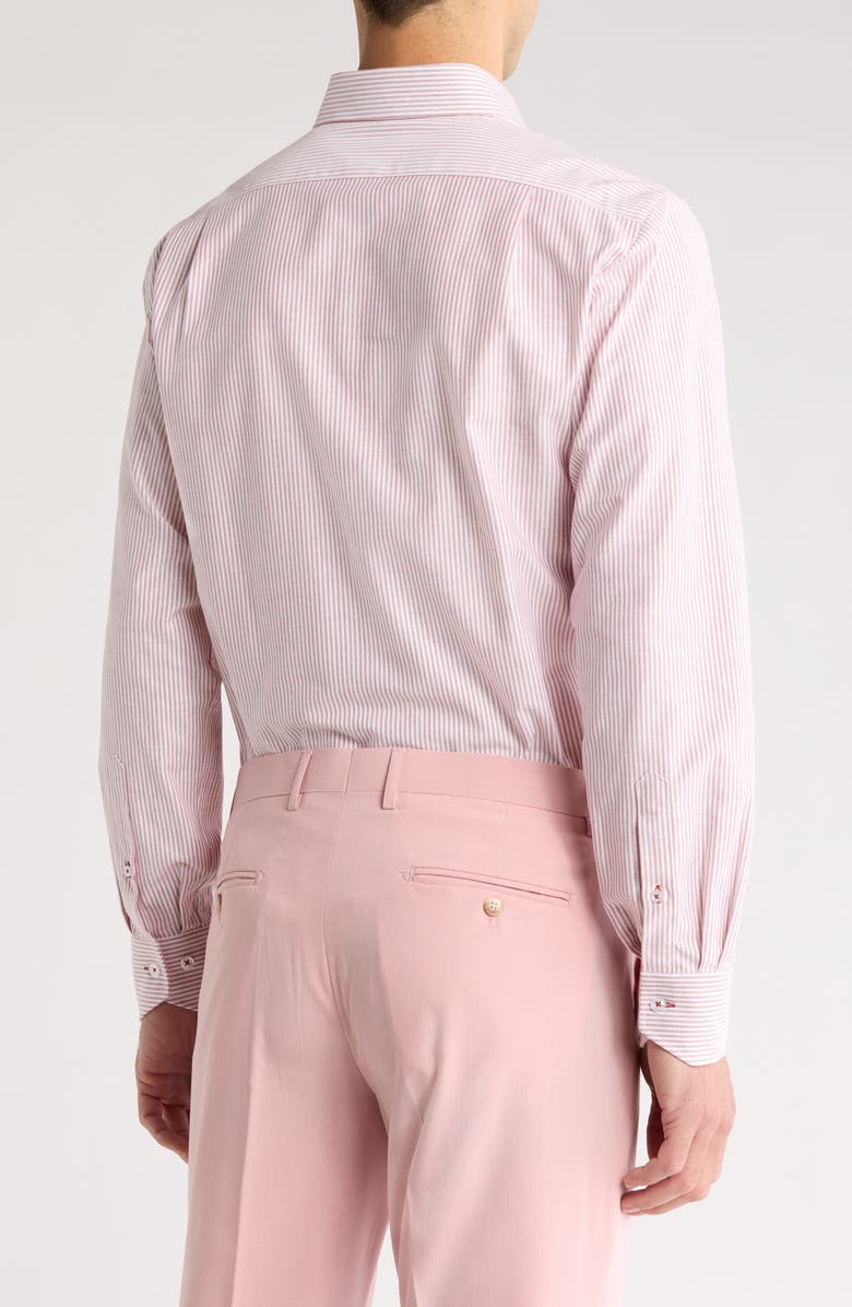 Lorenzo Uomo Trim Fit Vertical Stripe Cotton Dress Shirt, Alternate, color, White/ Red