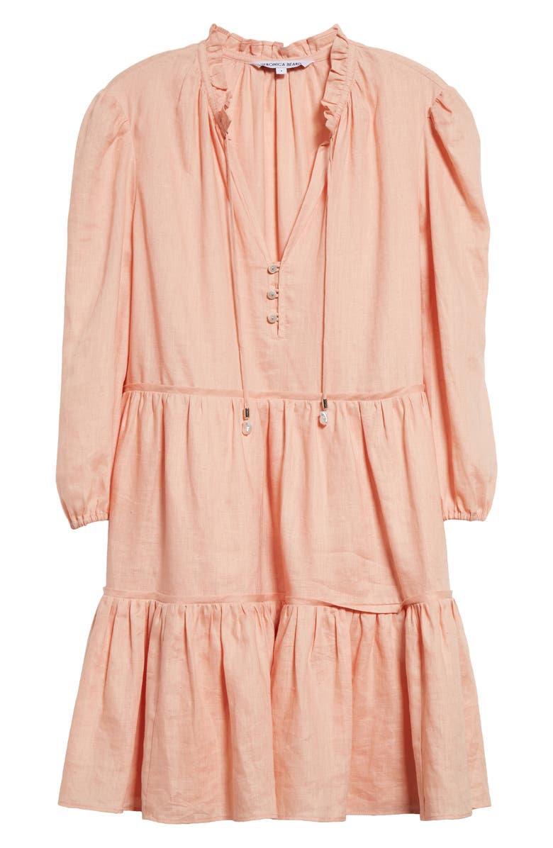 Veronica Beard Hawken Tiered Linen Minidress, Alternate, color,