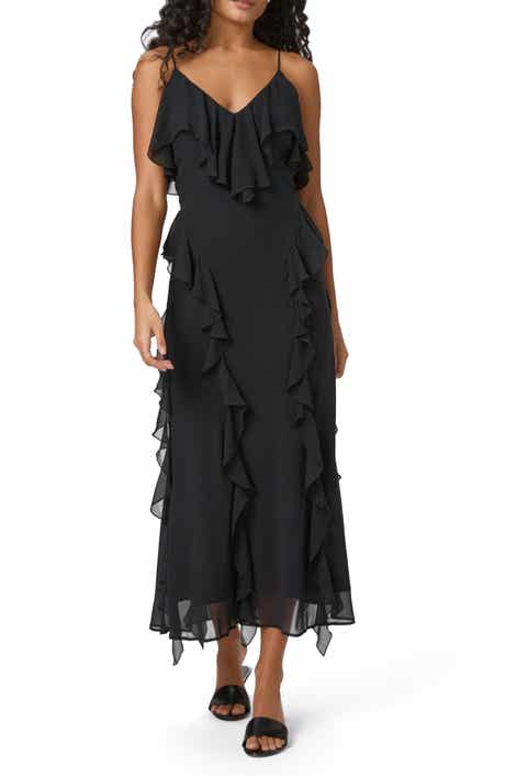 PAIGE Giorgio Ruffle Silk Midi Dress