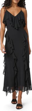 PAIGE Giorgio Ruffle Silk Midi Dress