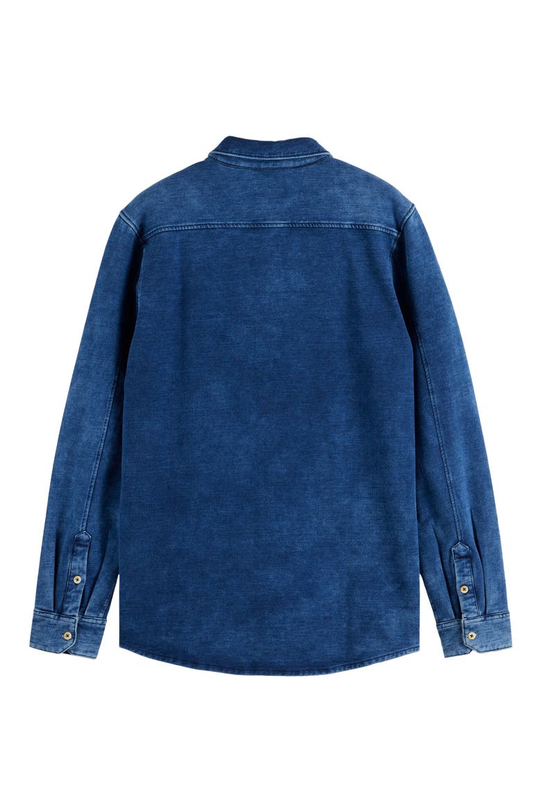 Indigo Jersey Knit Button-Up Shirt, Alternate, color, WASHED INDIGO