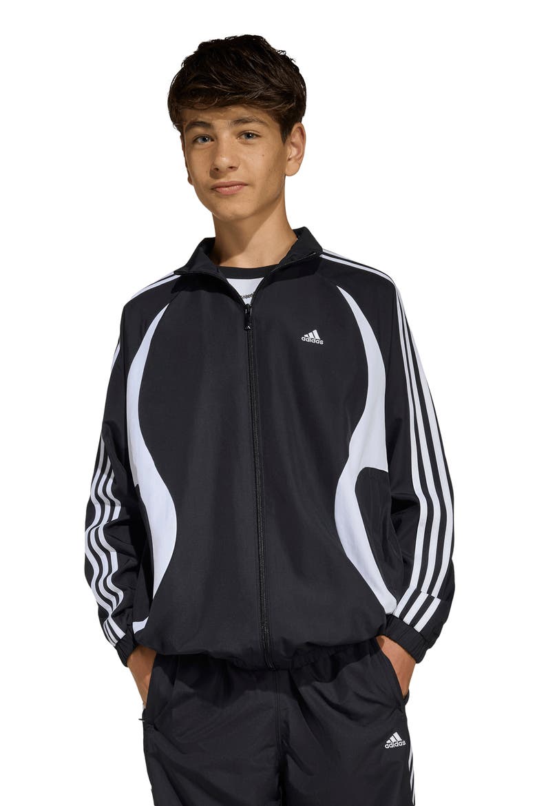 Kids' Teamgeist Loose Fit Track Jacket, Alternate, color, BLACK/ WHITE/ WHITE
