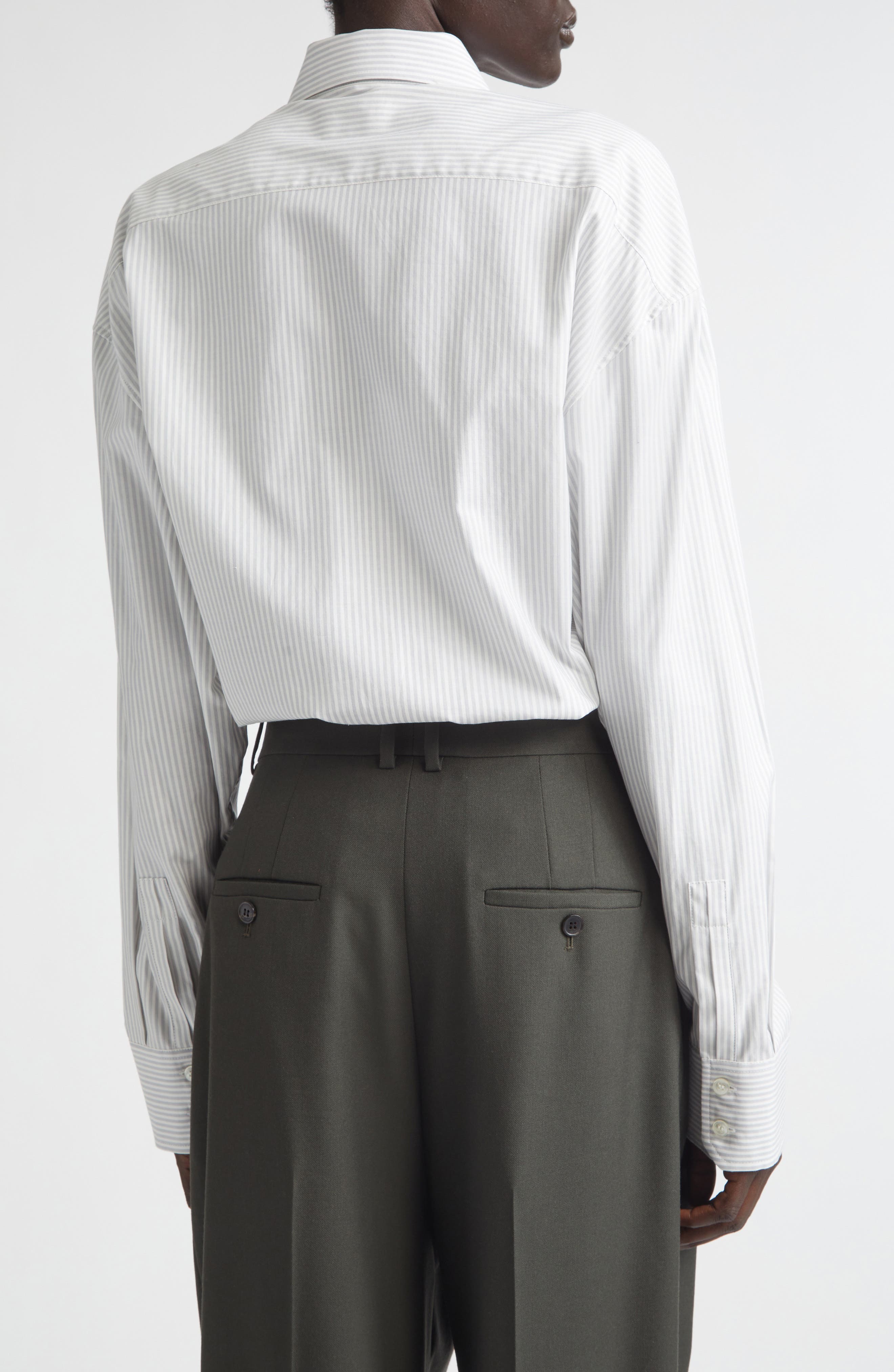 Stripe Longline Cotton Button-Up Shirt - image 2