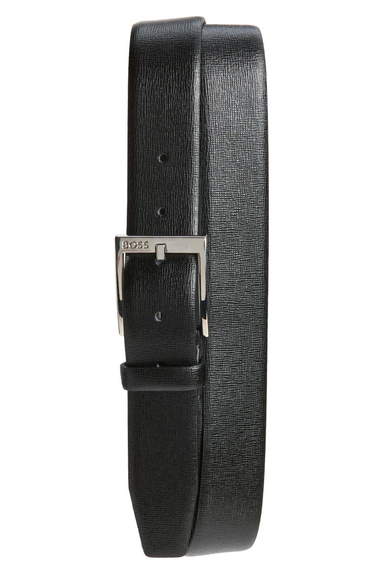 Clo Grained Leather Belt, Main, color, BLACK