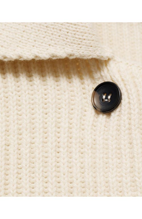 Mango Double Breasted Rib Sweater Jacket In Ecru