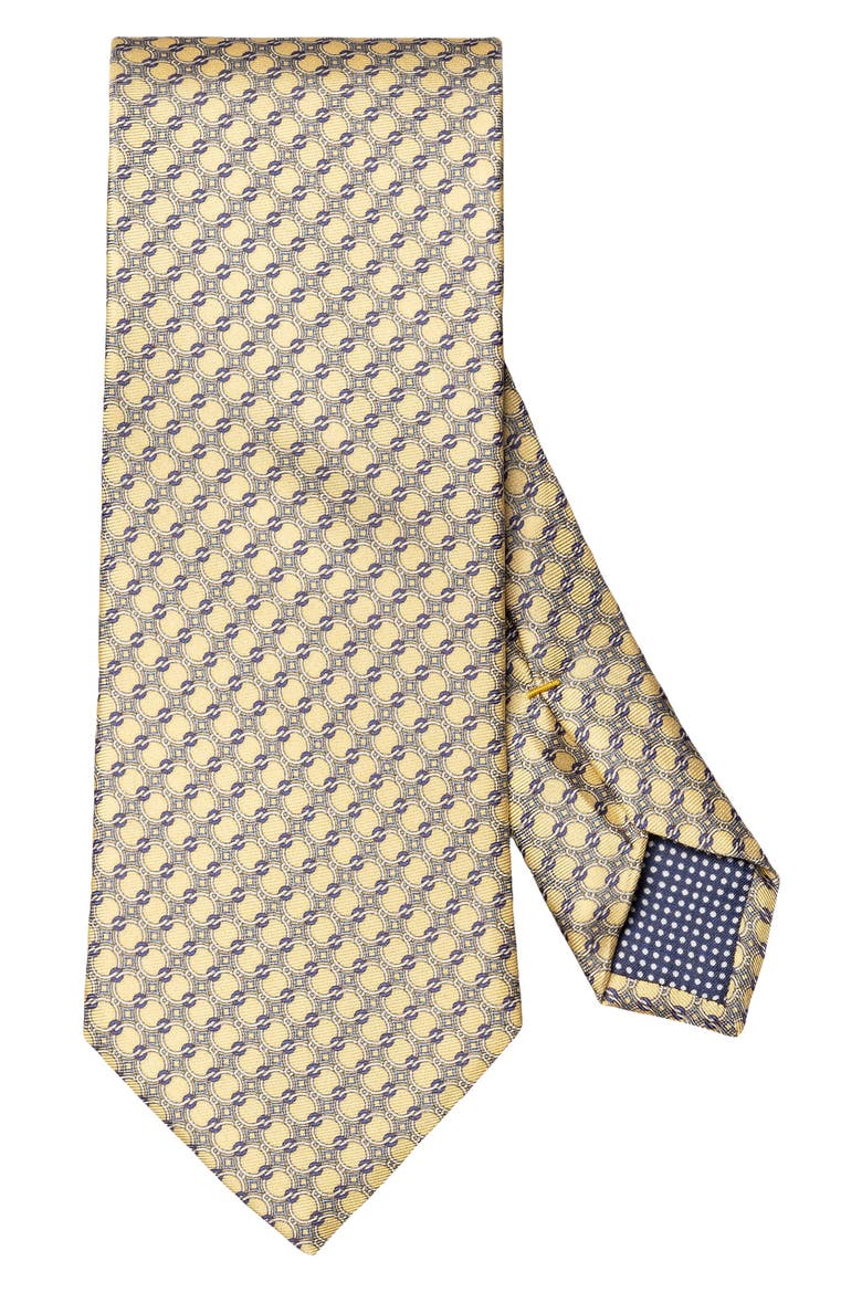 Interlock Print Silk Tie, Main, color, LIGHT YELLOW