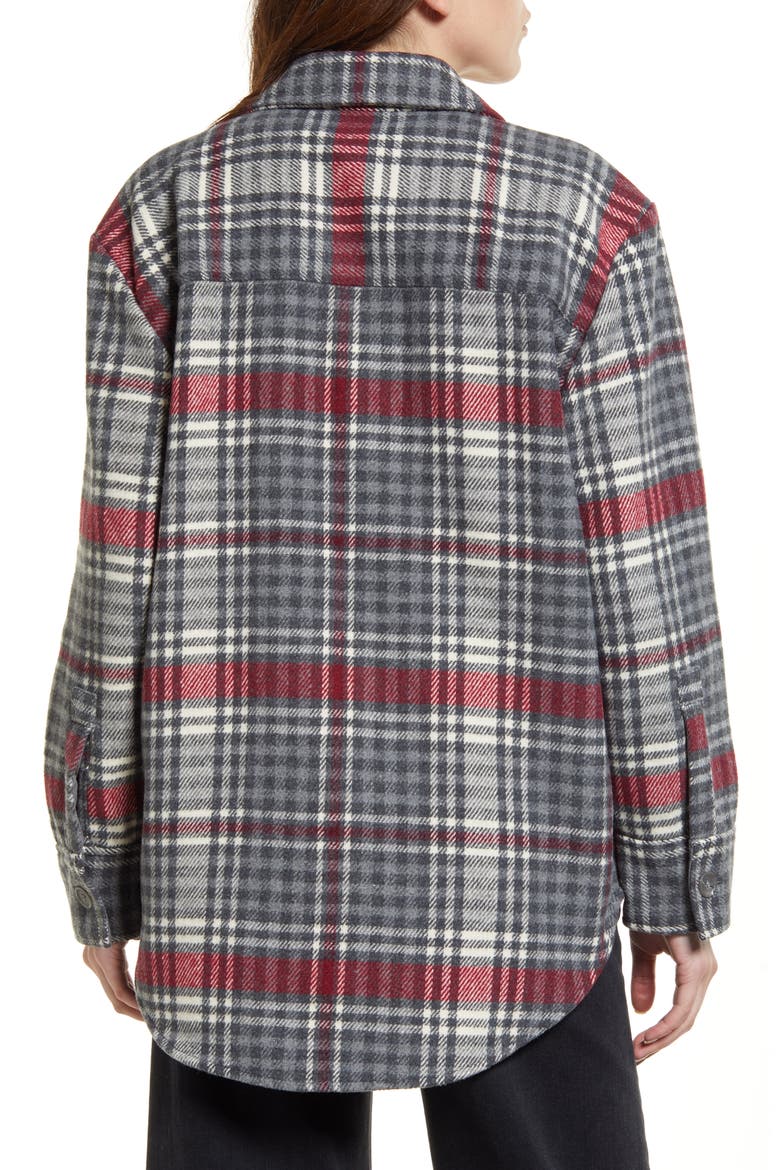 Plaid Shirt Jacket, Alternate, color, GREY LARGE IDA PLAID