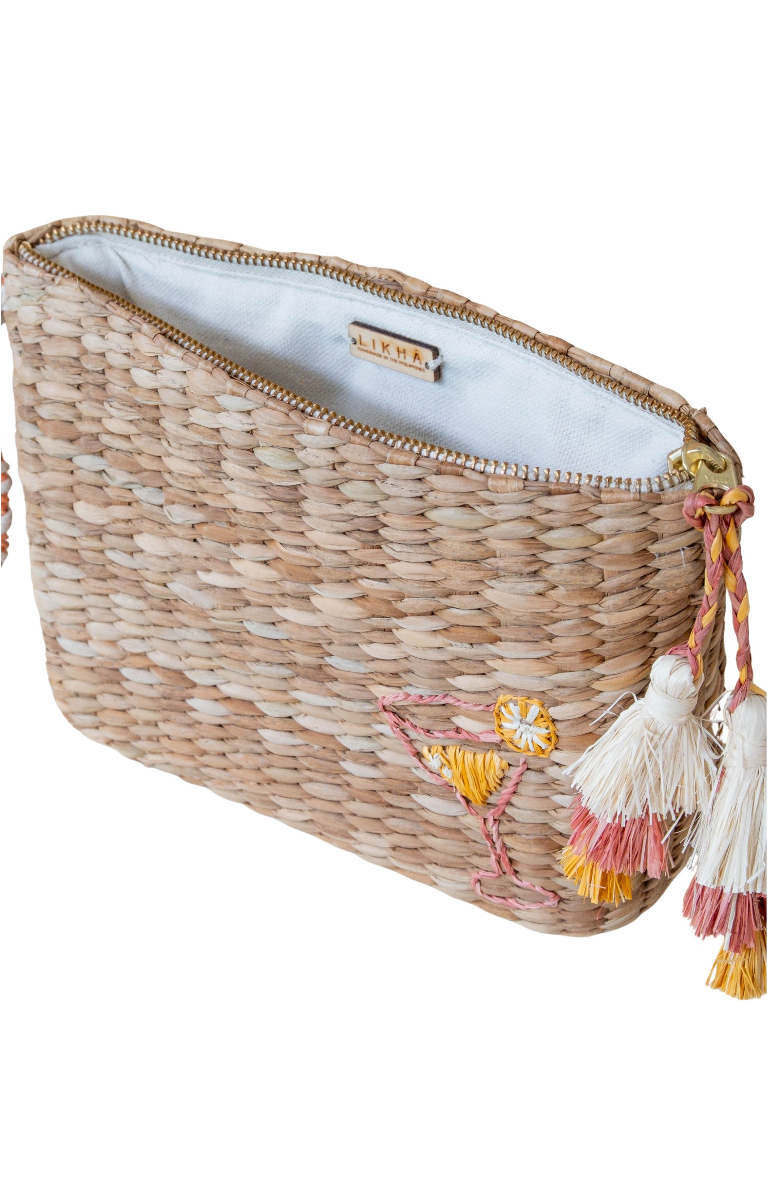 LIKHA Cocktail Embroidered Straw Pouch, Alternate, color, 