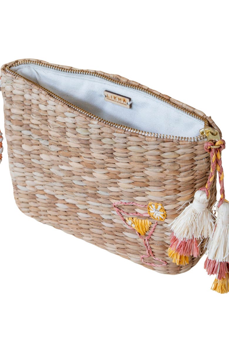 LIKHA Cocktail Embroidered Straw Pouch, Alternate, color,