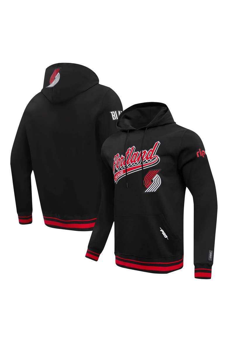 Men's Pro Standard Black Portland Trail Blazers Script Tail Pullover Hoodie, Main, color, Black