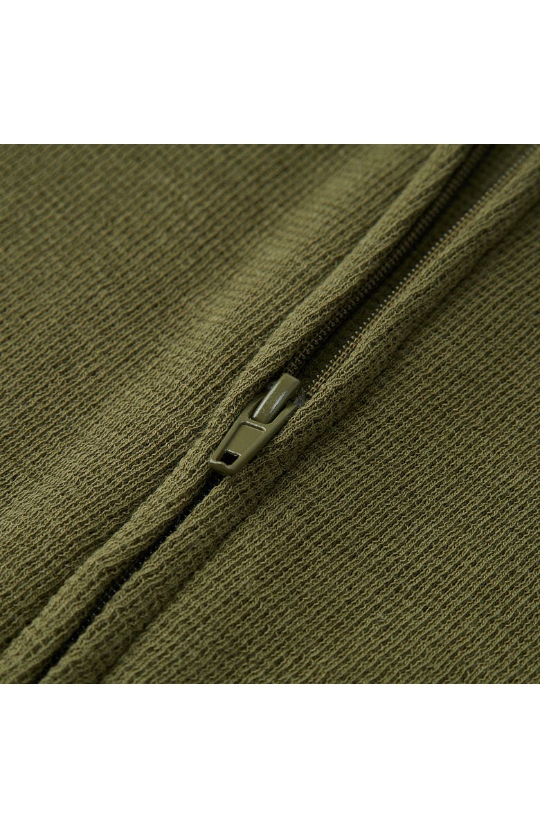 Milkbarn Waffle Zipper Pajama, Alternate, color, Olive